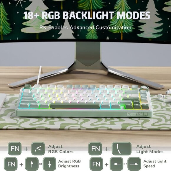 R75 Mechanical Keyboard Wired with Volume Knob, 75% Custom Gaming Keyboard Gaske - Picture 7 of 9